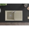 Mexen Pablo Granitspüle mit 1 Becken, Abtropffläche und Küchenarmatur Telma, beige - 6510-69-670200-00