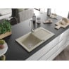 Mexen Pablo Granitspüle mit 1 Becken, Abtropffläche und Küchenarmatur Telma, beige - 6510-69-670200-00