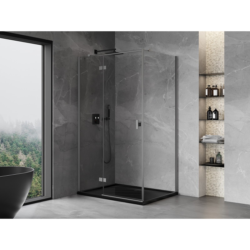 Mexen Mist-H T klappbare Duschkabine links 90 x 100 cm, transparent, Gun-Metal - 8A5T-090-100-95-00-L