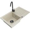 Mexen Pablo Granitspüle 1-Becken mit Abtropffläche und Küchenarmatur Telma, beige - 6510-69-670200-70