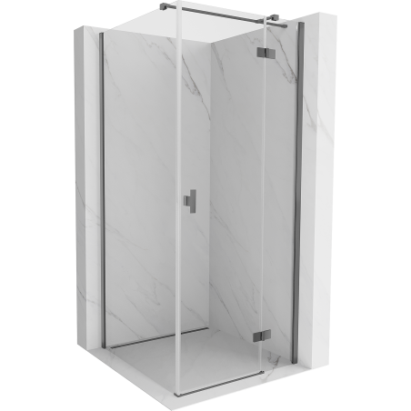 Mexen Mist-H T Duschkabine rechts schwenkbar 80 x 80 cm, transparent, Gun Metal - 8A5T-080-080-95-00-P