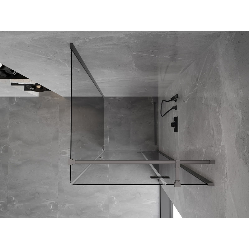 Mexen Mist-H T Duschkabine schwenkbar rechts 95 x 95 cm, transparent, Gun Metal - 8A5T-095-095-95-00-P