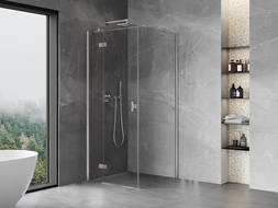 Mexen Mist-H T linke Duschkabine 80 x 80 cm, transparent, gebürstetes Nickel - 8A5T-080-080-97-00-L