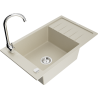 Mexen Elias Granitspüle, 1-beckig mit Abtropffläche und Küchenarmatur Telma, beige - 6511-69-670200-00