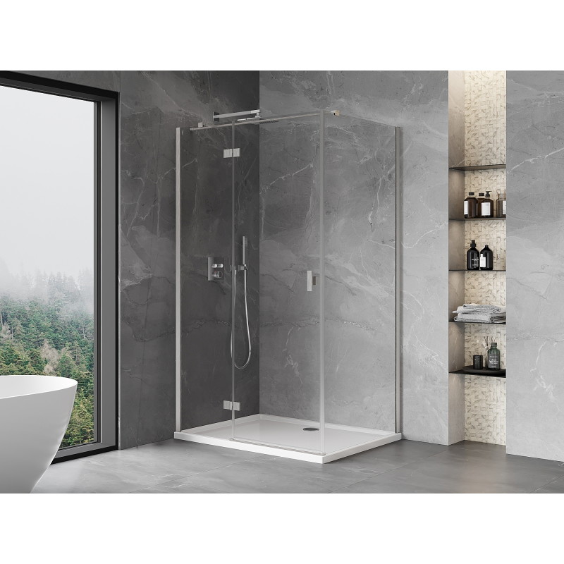 Mexen Mist-H T duschkabine links schwenkbar 75 x 95 cm, transparent, gebürsteter nickel - 8A5T-075-095-97-00-L