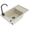Mexen Elias granitspüle 1-becken mit abtropffläche und küchenarmatur Telma, beige - 6511-69-670200-70