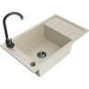 Mexen Elias Granitspüle 1-beckig mit Abtropffläche und Küchenarmatur Telma, beige - 6511-69-670200-70