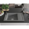 Mexen Elias Granitspüle 1-Becken mit Abtropffläche und Küchenarmatur Telma, grau - 6511-71-670200-70
