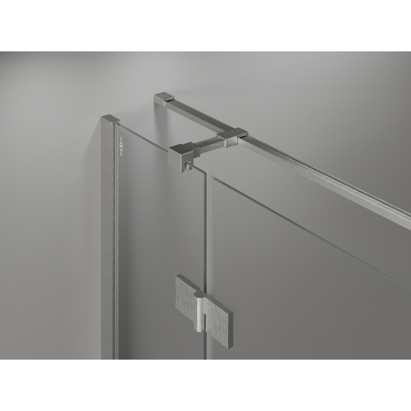 Mexen Mist-H T Duschkabine links öffnend 100 x 120 cm, transparent, gebürstetes Nickel - 8A5T-100-120-97-00-L