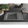 Mexen Elias Granitspüle 1-Becken mit Abtropffläche und Küchenarmatur Telma, grau - 6511-71-670200-70-B