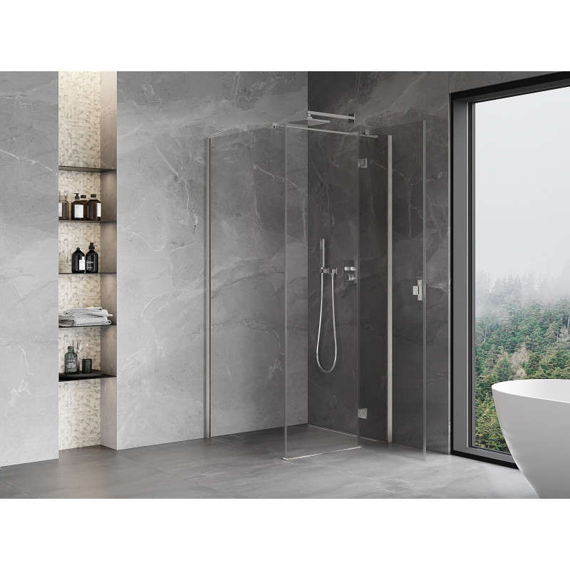 Mexen Mist-H T duschkabine rechts öffnend 80 x 80 cm, transparent, gebürsteter nickel - 8A5T-080-080-97-00-P
