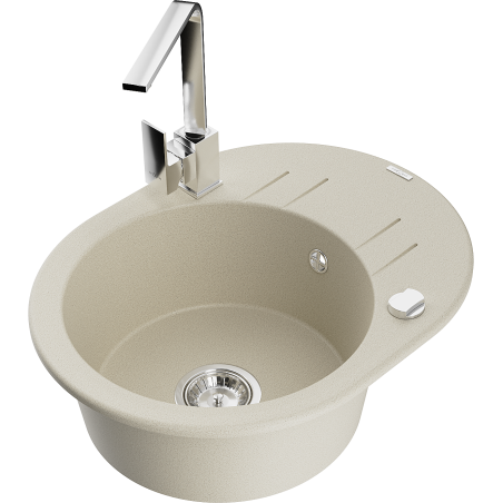 Mexen Kevin Granitspülbecken 1-bowl mit Abtropffläche und Küchenarmatur Rita, beige - 6517-69-670300-00