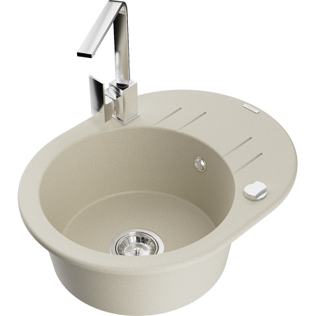 Mexen Kevin Granitspüle 1-beckig mit Abtropffläche und Küchenarmatur Rita, beige - 6517-69-670300-00