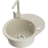Mexen Kevin Granitspüle 1-Becken mit Abtropffläche und Küchenarmatur Rita, Beige - 6517-69-670300-69