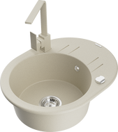 Mexen Kevin Granitspüle 1-Becken mit Abtropffläche und Küchenarmatur Rita, Beige - 6517-69-670300-69