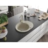 Mexen Kevin Granitspüle 1-Becken mit Abtropffläche und Küchenarmatur Rita, Beige - 6517-69-670300-69