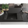 Mexen Elias Granitspüle 1-Becken mit Abtropffläche und Küchenarmatur Telma, schwarz/gold - 6511-75-670200-70-B