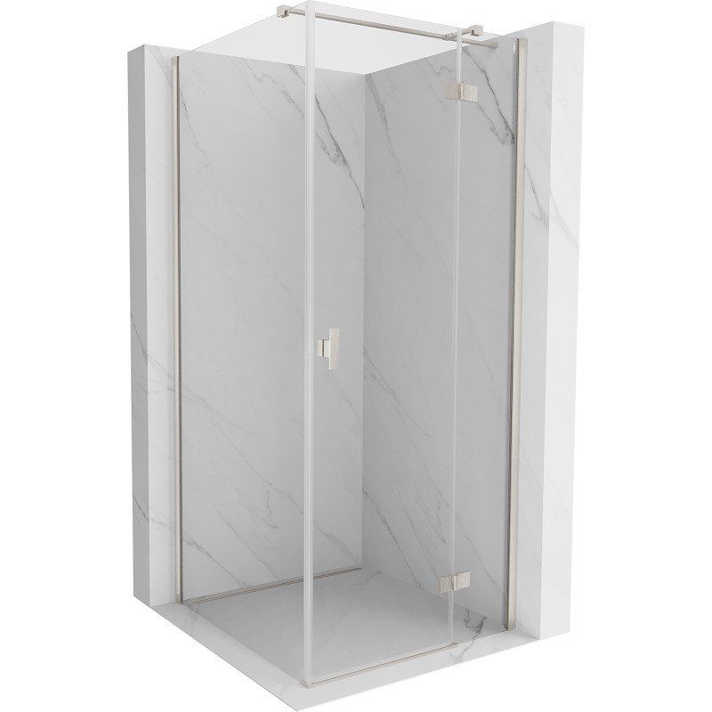 Mexen Mist-H T rechte aufklappbare Duschkabine 110 x 110 cm, transparent, gebürstetes Nickel - 8A5T-110-110-97-00-P