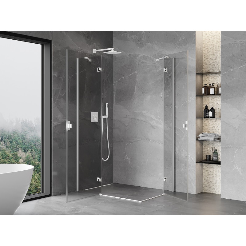 Mexen Mist-H Duo Duschabtrennung schwingend links 95 x 70 cm, transparent, weiß - 8A5-095L-070P-20-00