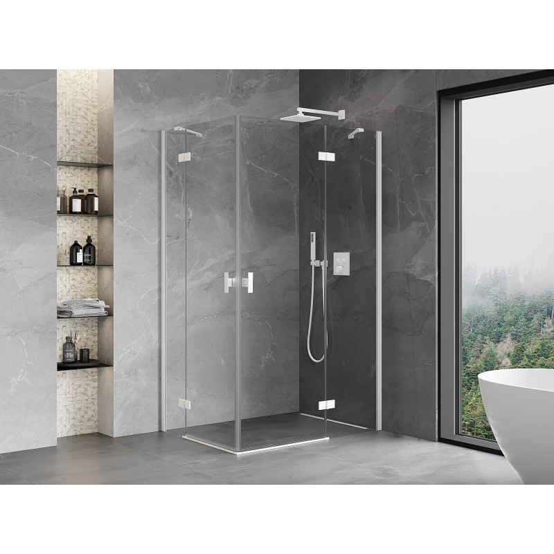 Mexen Mist-H Duo Duschkabine schwenkbar rechts 70 x 75 cm, transparent, weiß - 8A5-070L-075P-20-00