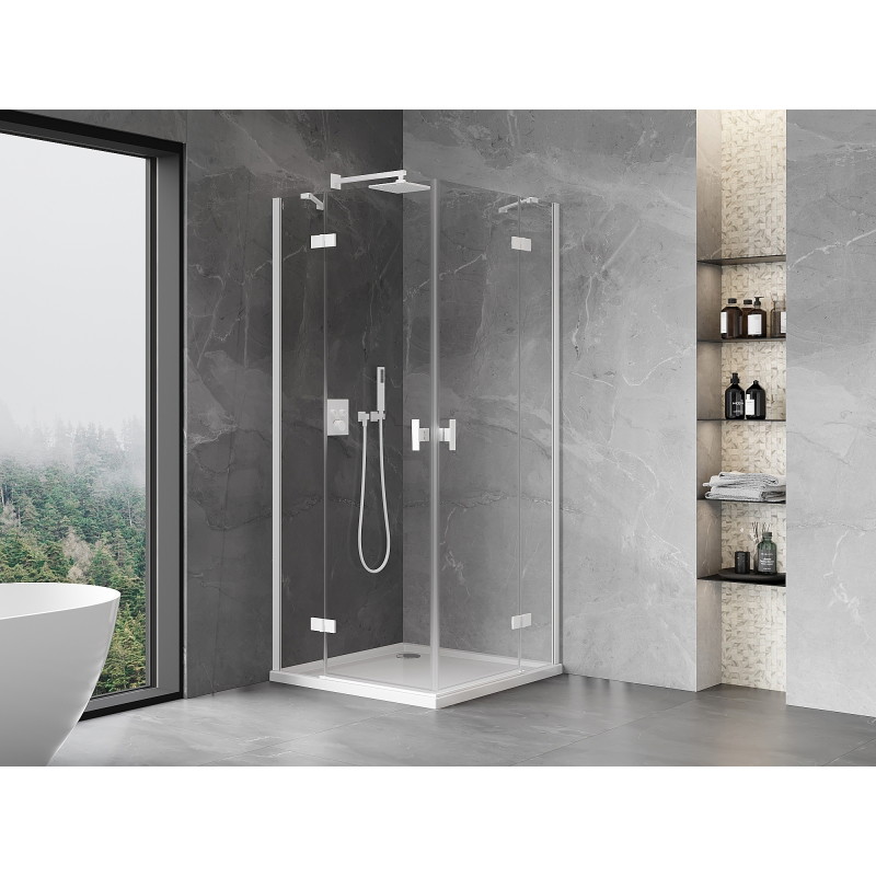 Mexen Mist-H Duo Duschkabine Schwingtür 80 x 80 cm, transparent, weiß - 8A5-080L-080P-20-00