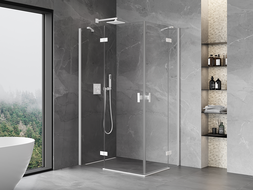 Mexen Mist-H Duo-Duschkabine, schwenkbar, links, 100 x 85 cm, transparent, weiß - 8A5-100L-085P-20-00