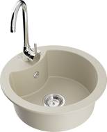 Mexen Diego Granitspüle 1-beckig mit Küchenarmatur Telma, beige - 6512-69-670200-00