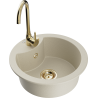 Mexen Diego Granitspüle 1-beckig mit Küchenarmatur Telma beige - 6512-69-670200-50