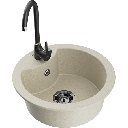 Mexen Diego Granitspüle 1-Becken mit Küchenarmatur Telma, beige - 6512-69-670200-70