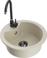 Mexen Diego Granitspüle 1-Becken mit Küchenarmatur Telma, beige - 6512-69-670200-70