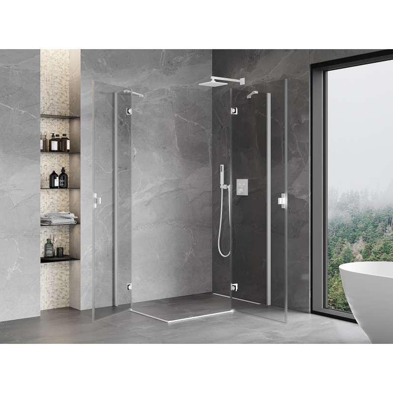 Mexen Mist-H Duo Duschkabine, Pendeltür rechts, 100 x 120 cm, transparent, weiß - 8A5-100L-120P-20-00