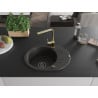 Mexen Kevin Granitspüle 1-Becken mit Abtropffläche und Küchenarmatur Rita, Schwarz/Gold Metallic - 6517-75-670300-50-B