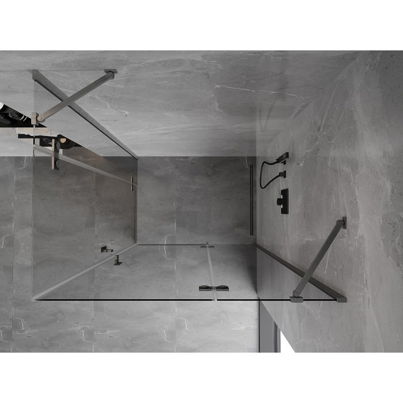 Mexen Mist-H Duo Duschkabine rechts öffnend 85 x 90 cm, transparent, gun gray gebürstet - 8A5-085L-090P-66-00