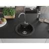 Mexen Diego Granitspüle 1-Becken mit Küchenarmatur Telma, schwarz/gold - 6512-75-670200-00