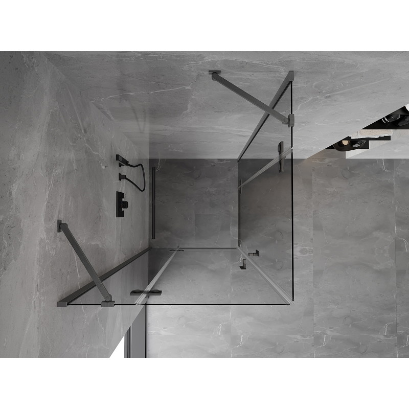 Mexen Mist-H Duo Duschkabine, Pendeltür, 110 x 110 cm, transparent, gebürstetes Gun Grey - 8A5-110L-110P-66-00