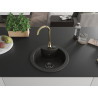Mexen Diego Granitspüle 1-Becken mit Küchenarmatur Telma, schwarz/gold - 6512-75-670200-50-B