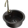 Mexen Diego Granitspüle 1-Becken mit Küchenarmatur Telma, schwarz/gold - 6512-75-670200-50-B