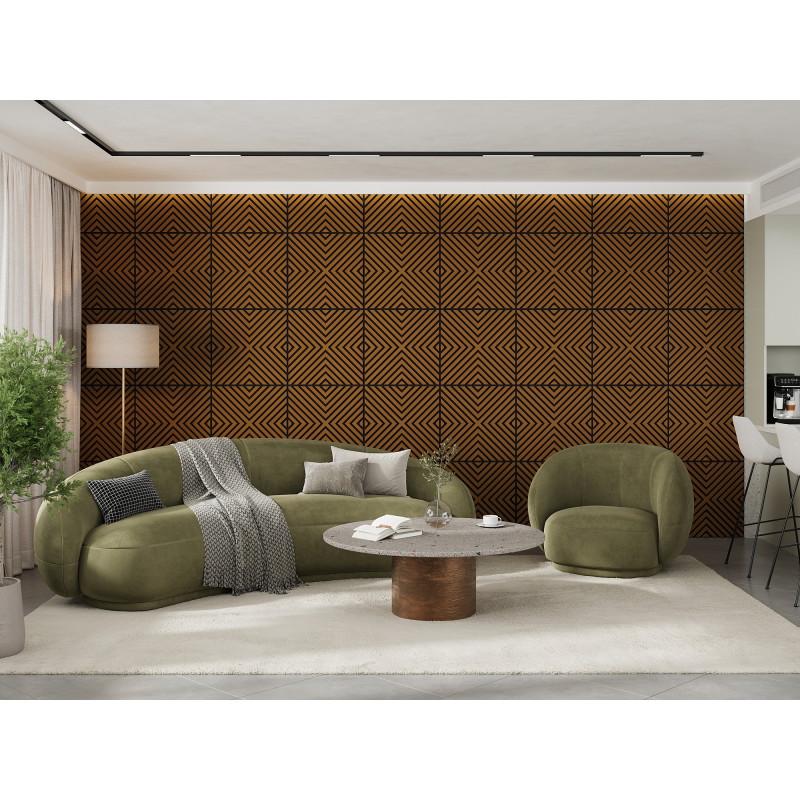 Mexen Linea 01 Akustik-Wandpaneel 60 x 60 cm (4 Stk.), Filz 9 mm, technisches Furnier, Eiche Natur - S110-60607-01-042