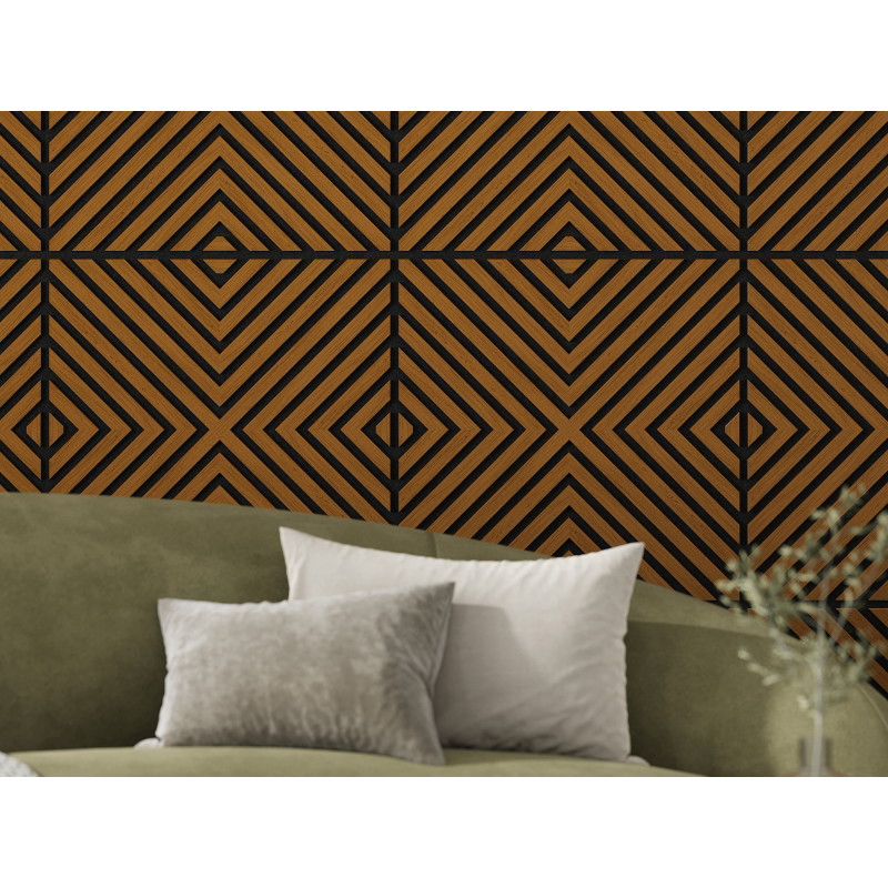 Mexen Linea 01 Akustik-Wandpaneel 60 x 60 cm (4 Stk.), Filz 9 mm, technisches Furnier, Eiche Natur - S110-60607-01-042