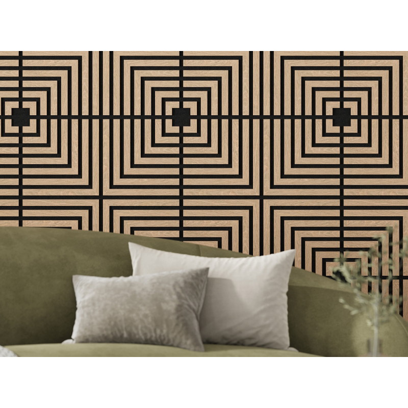 Mexen Linea 02 Akustik-Wandpaneel 60 x 60 cm (4 Stück), Filz 9 mm, technisches Furnier, Gekalkte Eiche - S110-60607-02-040