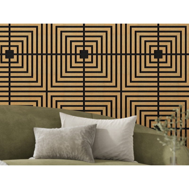 Mexen Linea 02 Akustische Wandverkleidung 60 x 60 cm (4 Stück), Filz 9 mm, technisches Furnier, Eiche Classic