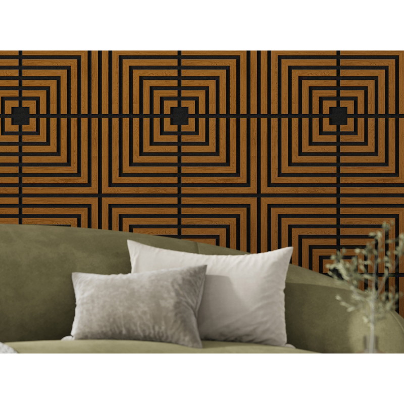 Mexen Linea 02 Akustik-Wandpaneel 60 x 60 cm (4 Stück), Filz 9 mm, technisches Furnier, Eiche Natur - S110-60607-02-042