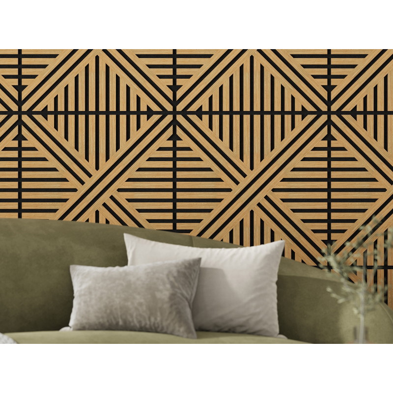 Mexen Linea 05 Akustik-Wandpaneel 60 x 60 cm (4 Stk.), Filz 9 mm, technisches Furnier, Classic-Eiche - S110-60607-05-041