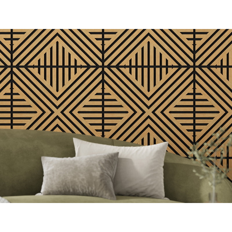 Mexen Linea 06 Akustik-Wandpaneel 60 x 60 cm (4 Stk.), Filz 9 mm, technisches Furnier, Eiche Classic - S110-60607-06-041