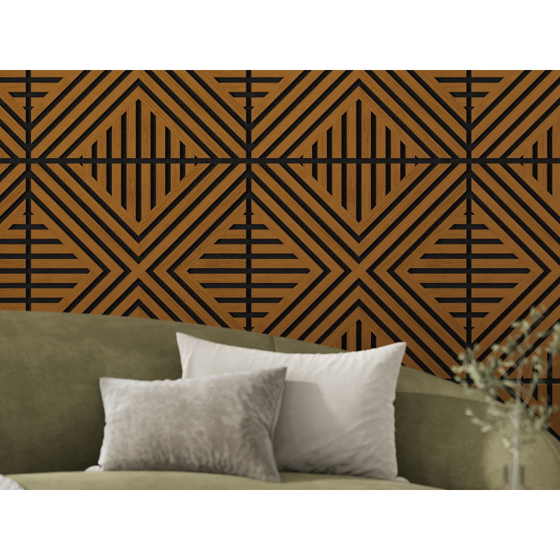 Mexen Linea 06 Akustik-Wandpaneel 60 x 60 cm (4 Stk.), Filz 9 mm, technisches Furnier, Natur Eiche - S110-60607-06-042