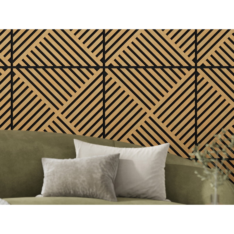 Mexen Linea 08 Akustik-Wandpaneel 60 x 60 cm (4 Stück), Filz 9 mm, technisches Furnier, Eiche Classic - S110-60607-08-041