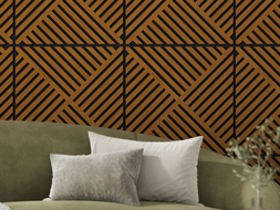 Mexen Linea 08 akustisches Wandpaneel 60 x 60 cm (4 Stk.), Filz 9 mm, technisches Furnier, Natürliche Eiche - S110-60607-08-042