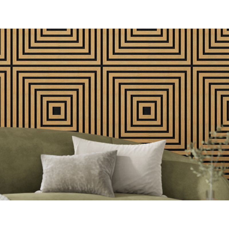 Mexen Linea 13 Akustische Wandpaneele 60 x 60 cm (4 Stück), Filz 9 mm, Technisches Furnier, Eiche Classic - S110-60607-13-041