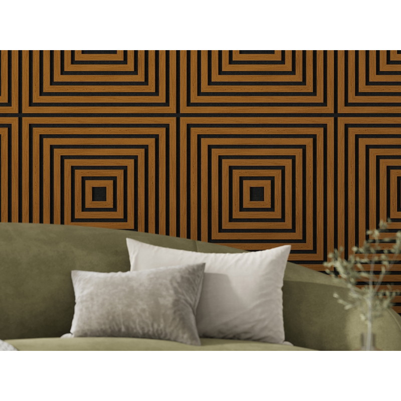 Mexen Linea 13 akustisches Wandpaneel 60 x 60 cm (4 Stk.), Filz 9 mm, technisches Furnier, Natur Eiche - S110-60607-13-042