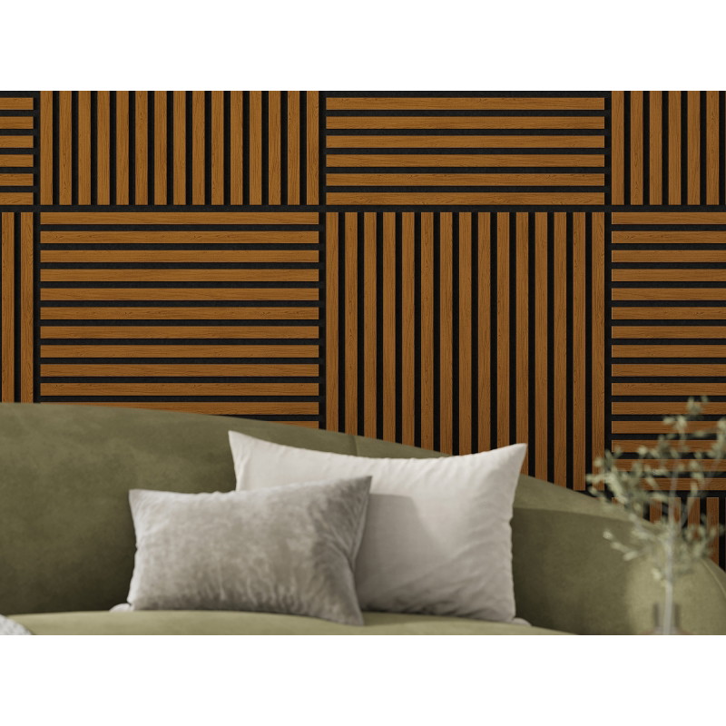 Mexen Linea 15 Akustik-Wandpaneel 60 x 60 cm (4 Stk.), Filz 9 mm, technisches Furnier, Natürliche Eiche - S110-60607-15-042